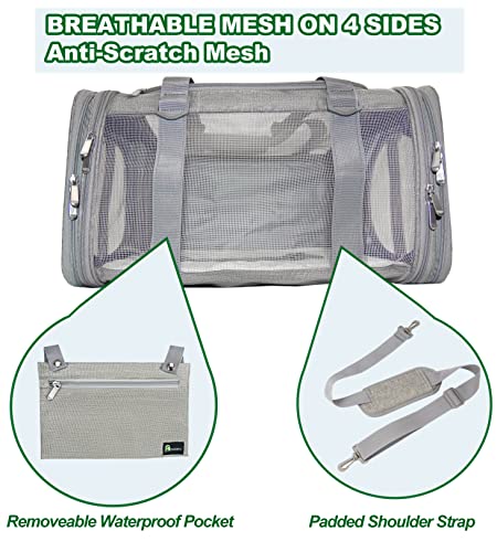 Soft Sided Pet Carrier for Cats Small Dogs of 15 Lbs Medium Grey (19.3"L x 11.3"W x 11.3"H / New-Grey)