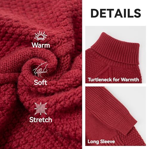 Dog Sweater Long Sleeve Warm Knit Sweaters for Large Dogs Boy Girl (Burgundy / XXX-Large)