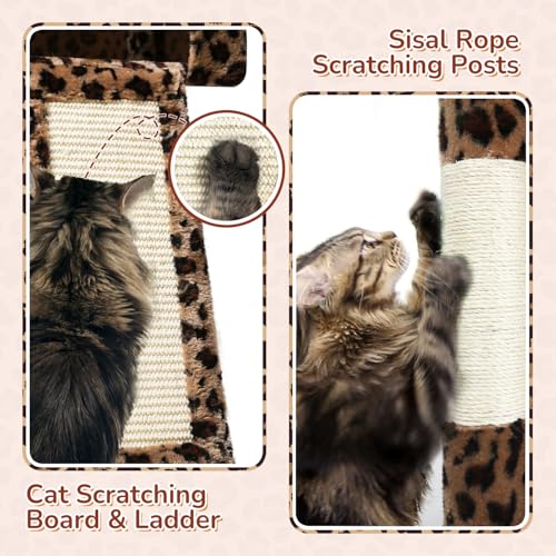 F70 Pro Leopard Heavy Duty Cat Tree Tower for Indoor Large Cats (70inch / Leopard Print)