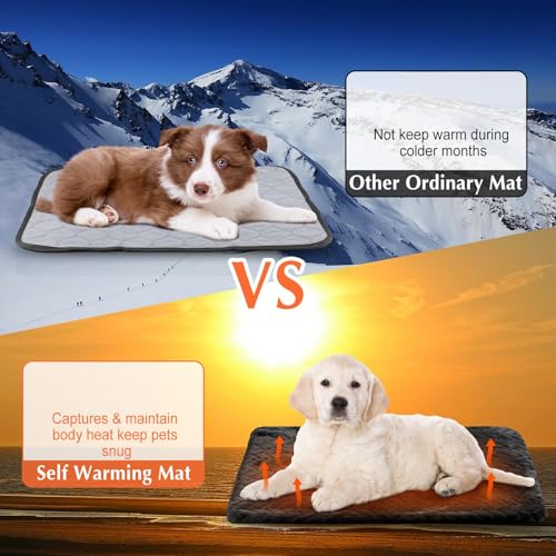 4 Pack Self Warming Cat Bed Mat Self Heating Pad for Dog Extra Warm Winter Pet Pad Washable Thermal Pads Mats for Pets Indoor Outdoor (Black / 20 x 28 Inch)