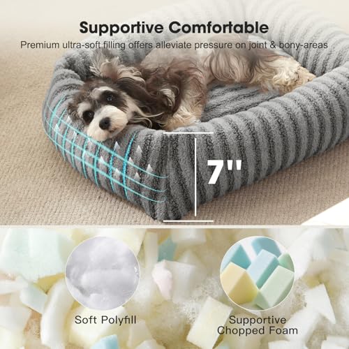 Medium Dog Beds for Medium Sized Dog (Grey / S Plus(25"Lx21"Wx7"Th))