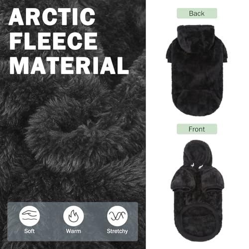 Fleece Dog Sweaters Hoodie for Small Medium Large Dogs Girls Boys (Small / Black)