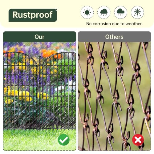 15 Panels No Dig Decorative Garden Fence (Black / 15 Panels, 33ft(L) x 40in(H))