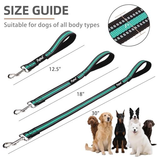 Reflective Short Dog Leashes 3 Pack for Walking and Training (Green / 1FT+1.5FT+2.5FT)