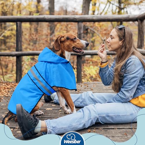Dog Raincoat Waterproof Dog Rain Jacket with Leash Hole (Medium / Blue)