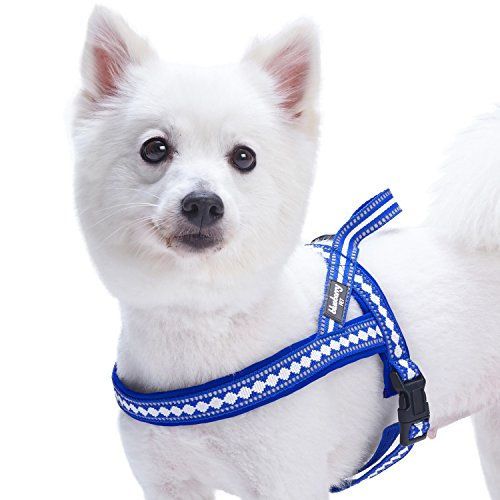 4 Colors Soft & Comfy 3M Reflective Jacquard Padded Dog Harness (Medium(21.5" - 27.5") Chest Girth / Palace Blue)