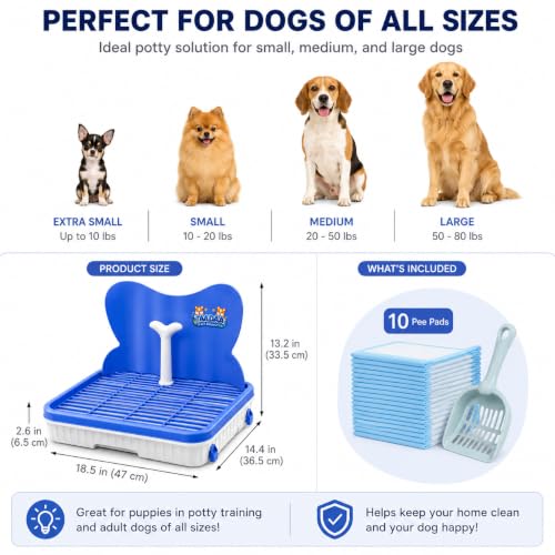 Dog Potty Training Tray with Splash Guard (Blue)