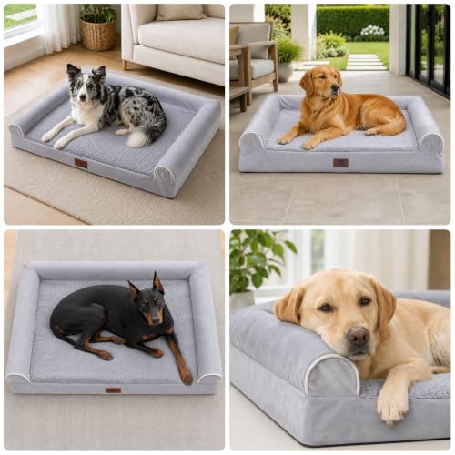 Orthopedic XL Dog Bed Extra Large Washable Dog Couch (Grey / 42" x 30" x 7.5")