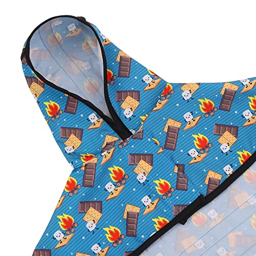 Dog Raincoat with Hood & Leash Hole S (Medium / Happy Camper)