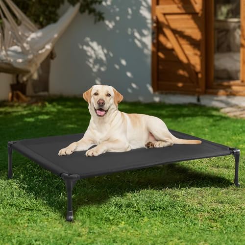 Outdoor Elevated Dog Bed Large Sized Dogs (42.0"L x 30.0"W x 7.0"Th / Black)