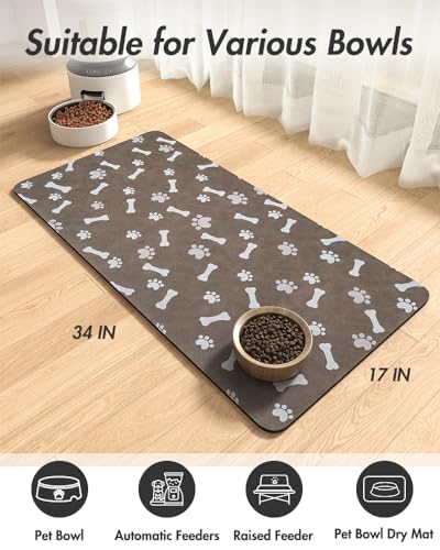 Absorbent Pet Feeding Mat (MP-BROWN / 17"x34")