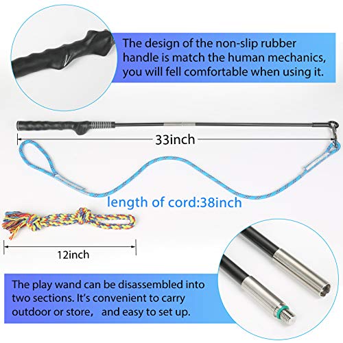 Flirt Pole for Dogs Interactive Chase Toy for Large Medium Small Puppy Dogs (blue-dog pole toy)