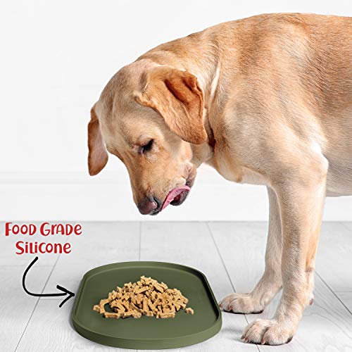 Dog Food Mat Waterproof Dog Bowl Mat (19x11 Inch (Pack of 1) / Khaki Green)