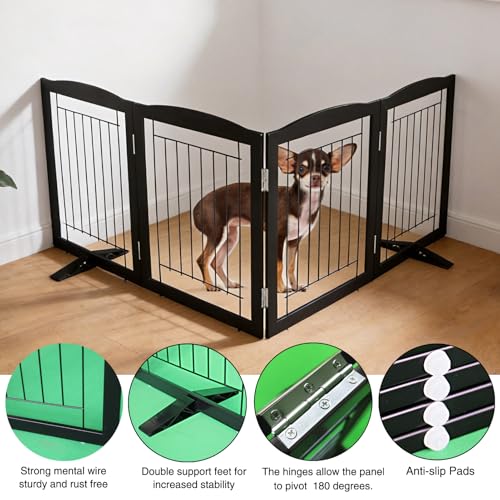 Freestanding Dog Fence Indoor (Black / 【4 Panels】80''w x 24''h)