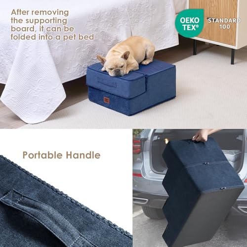 Dog Stairs for Small Dogs 13.5" H (Navy / Standard 15" x 18" x 13.5")