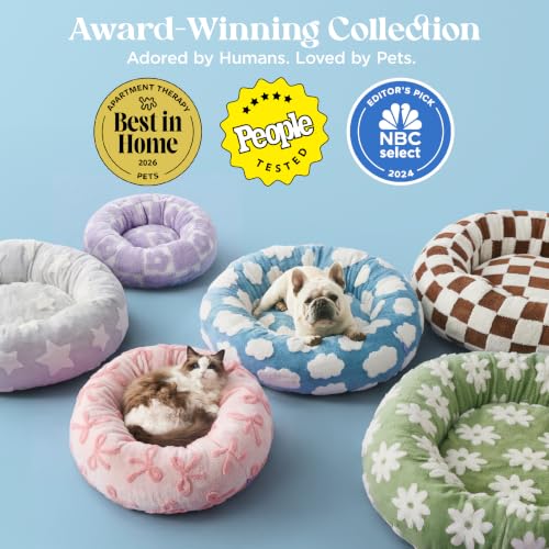 Shown on TV Jacquard Donut Cute Cat Beds Indoor (20.0"L x 20.0"W x 6.0"Th / Sand)
