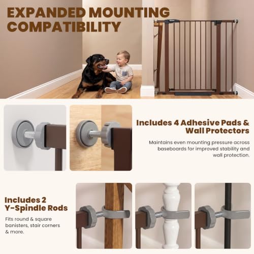36" High Extra Tall Dog Gate (Brown / 29.7-40"W x 36"H)