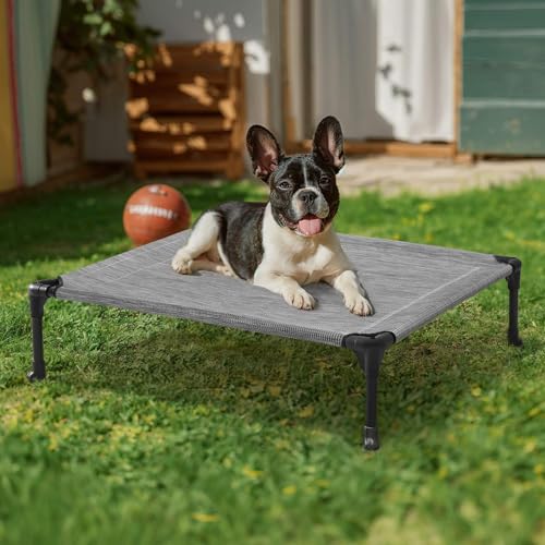Outdoor Elevated Dog Bed for Medium Dogs (32.0"L x 25.0"W x 7.0"Th / Black Silver)