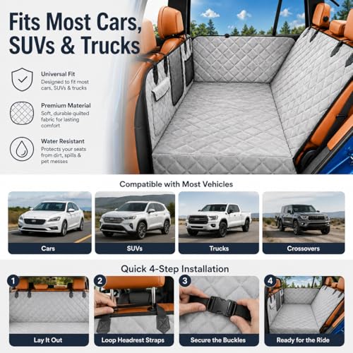 Truck Dog Seat Cover for Back Seat (Gray flannel / For Full Size Truck)