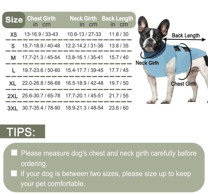 Reflective & Soft Dog Anxiety Vest with Ear Wraps for Thunderstorm (LightBlue / Large)