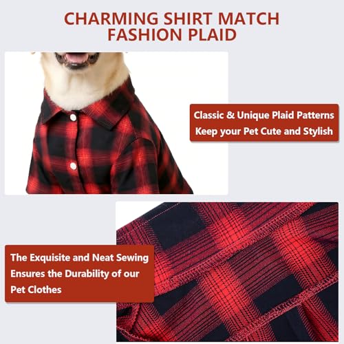 Dog Shirt Plaid Clothes T (XXL-(20~30lb)-Chest~24" / Red)