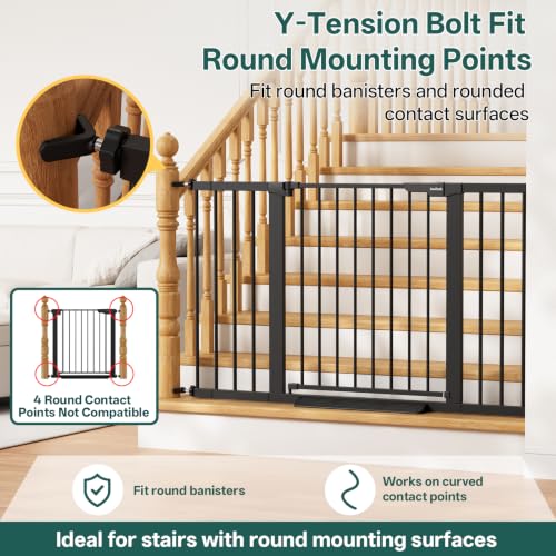 29.6 50.1 in Extra Wide Baby Gate for Stairs and Doorways (Black / 29.6-50.1"W x 28"H)