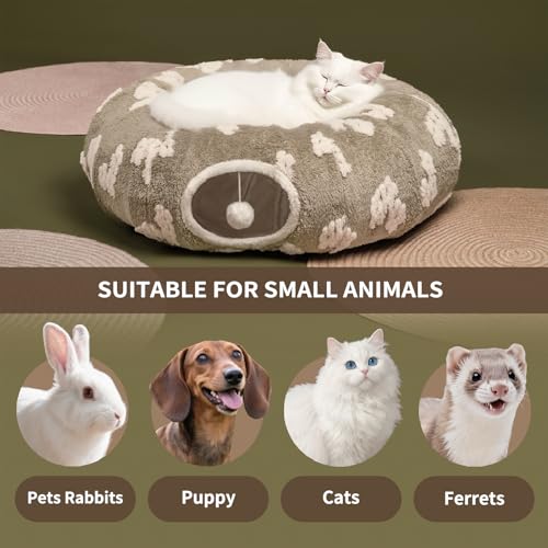 Cat Tunnel Bed with Soft Cushion for Indoor Cats and Kittens