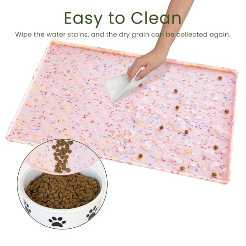Dog Food Mat Anti (31.5"L x 23.6"W / Donut-Pink)