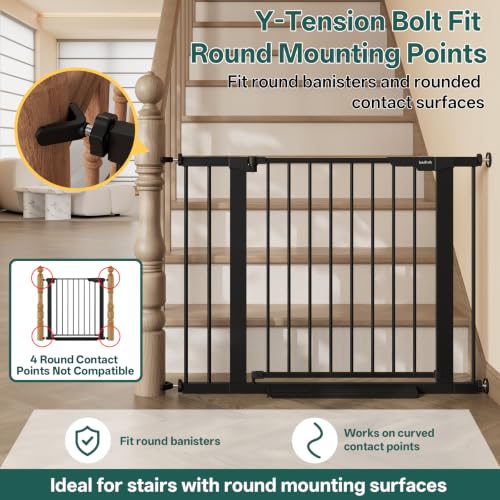 29.6 39.1 in Wide Baby Gate for Stairs and Doorways (Black / 29.6-39.1"W x 28"H)