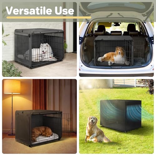 Dog Crate Cover (Black (with left window) / 24 Inch)
