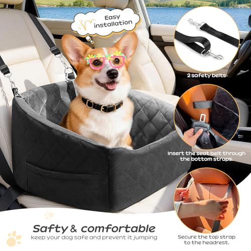 Dog Car Seat for Small Dogs Up to 30 Lbs (Grey-Black / Small)