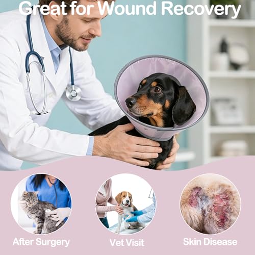 Soft Dog Cone for Small Dogs & Cats (Pink / (Neck:9"-12"))