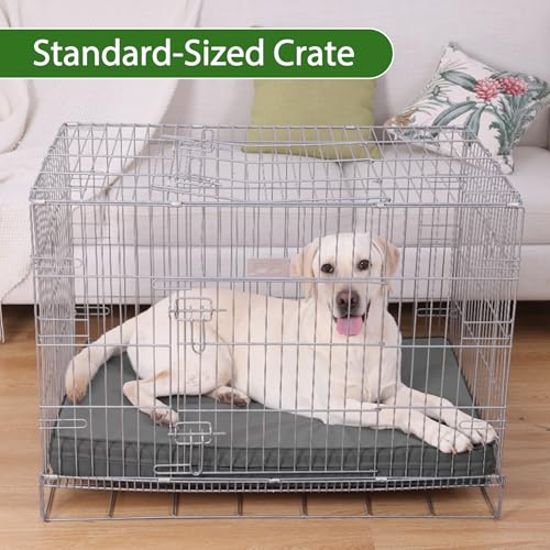 Outdoor Waterproof Dog Bed Large Washable XL Crate Pad 42" Leather Wipeable (Grey / X-Large(41x27x3.5))