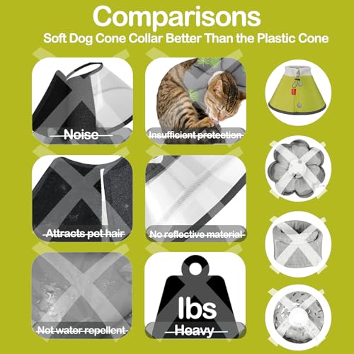 Soft Dog Cone for Small Dogs & Cats (Green / (Neck:6.5"-8.5"))