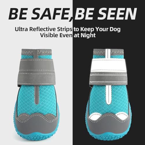 Dog Boots for Large Dogs (Blue / Width 1.96 Inch)