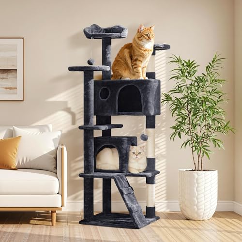 62in Cat Tree Tower (Black / 62in)