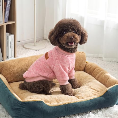1 Pack Dog Sweater for Small Dogs Girl Boy Winter Fleece Clothes Warm Soft Dog Sweatshirt Outfit for Dogs Cats Pet Apparel (Pink / XXL (Back: 20.4", Chest: 26.7", 22-26 lbs))