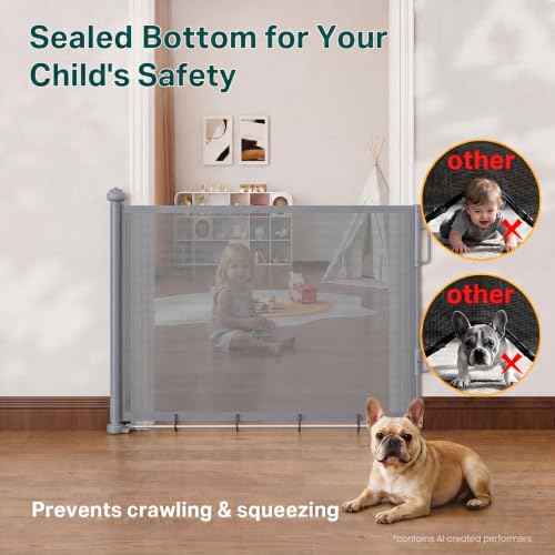 27 40" Retractable Baby Gates for Stairs & Doorways (Gray / Retractable Width: 27"–40")