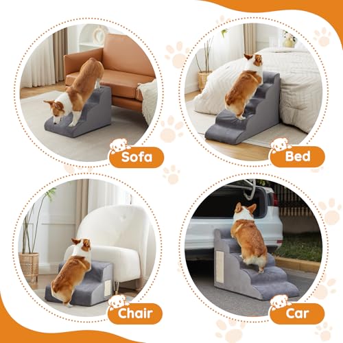 Dog Stairs for Small Dogs 22.6" H (Grey / 5-Step 22.6"H)