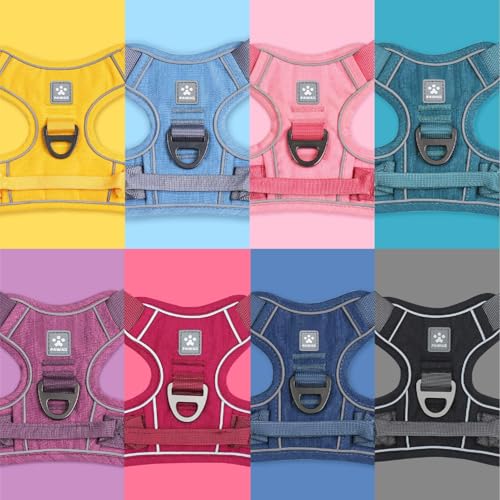 No Pull Dog Harness with Pet ID Tag (XL (Chest: 32"-38" ) / Denim Blue)