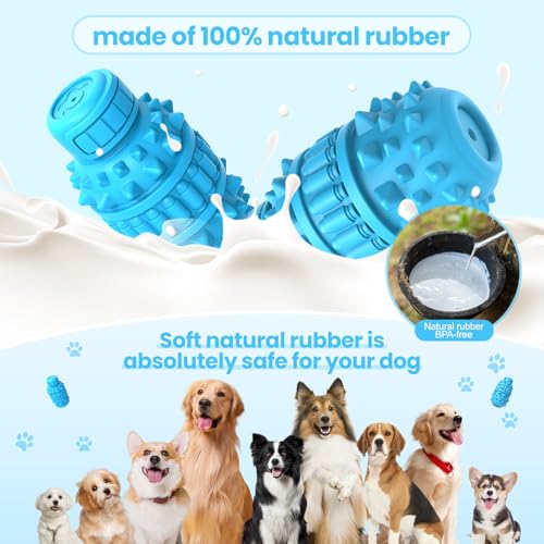 Natural Rubber Squeaky Dog Chew Toy for Medium Aggressive Chewers (Azure / Medium（For 30–55 lb dogs）)