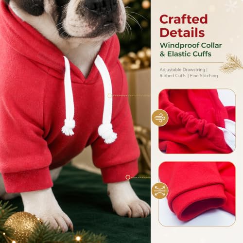 Fleece Dog Hoodie with Leash Hole for Small to Large Dog (Red / Medium)