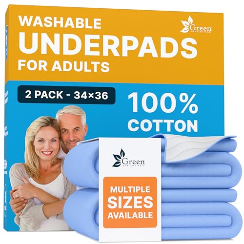 Washable Underpads (Light Blue/White / 2 Pack - 34x36)