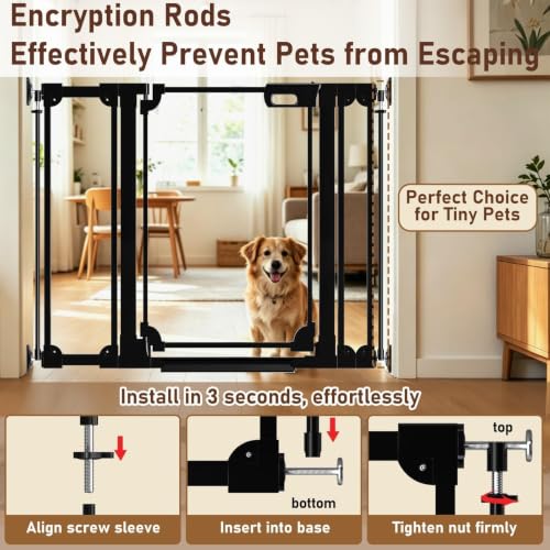 40" Extra Tall Clear Acrylic Dog Gate 57.87 (Black / 57.87-66.14"W x 40"H)