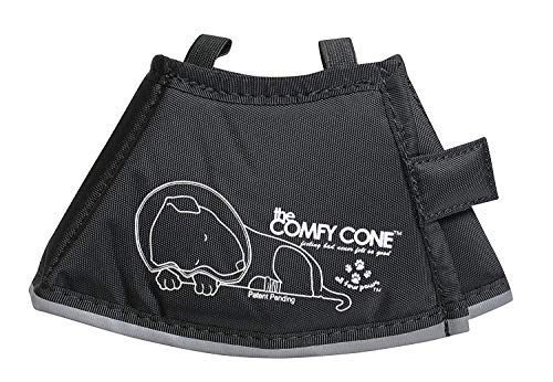 Comfy Cone Pet Cone for Dogs (Black / XS(Neck to Nose 4.5"))