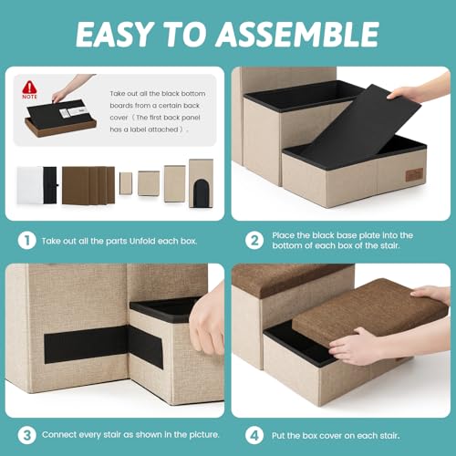 Dog Stairs with Storage (Brown / 43x17x22.6 inch)