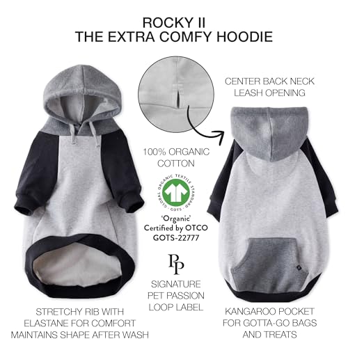 Rocky II Dog Hoodie (Heather Gray Color Block / XX-Large (70-110 lbs))
