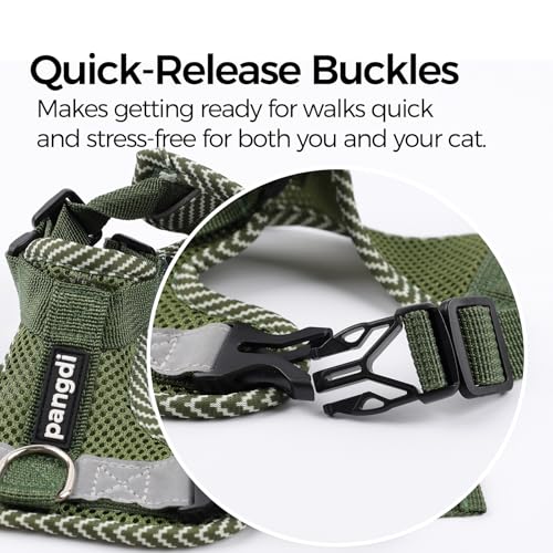 Cat Harness and Leash Set (Dark Green / Large)