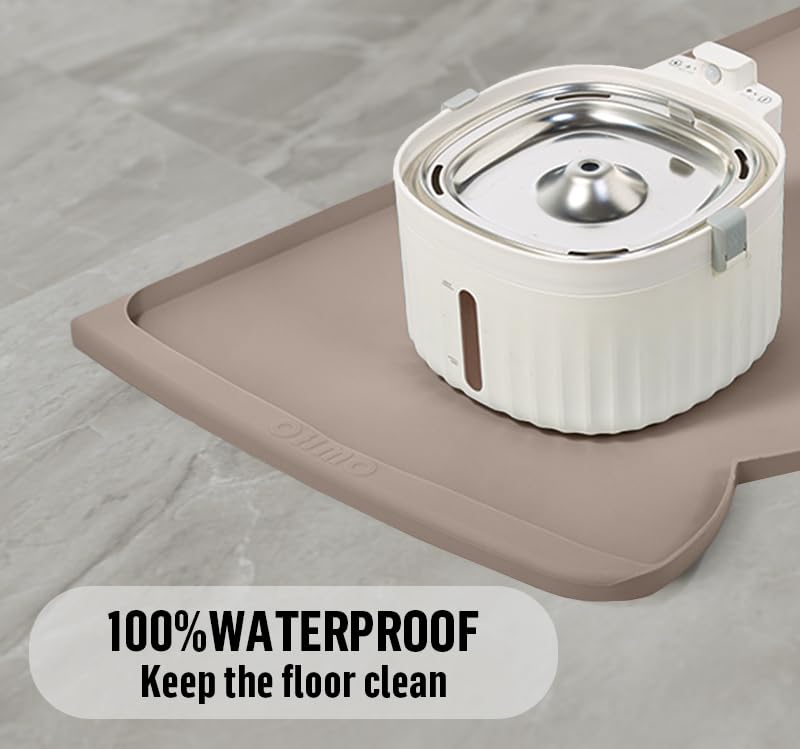 Large Dog Food Mat (24"L x 15"W / Beige)