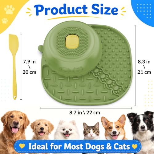 Slow Feeder Dog Bowl with Rotating Lick Ball Green (Green)